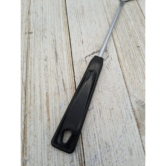 Vintage Ames 11" Slotted Serving Spoon #3 Black Handle Chrome Plated - Picture 3 of 10